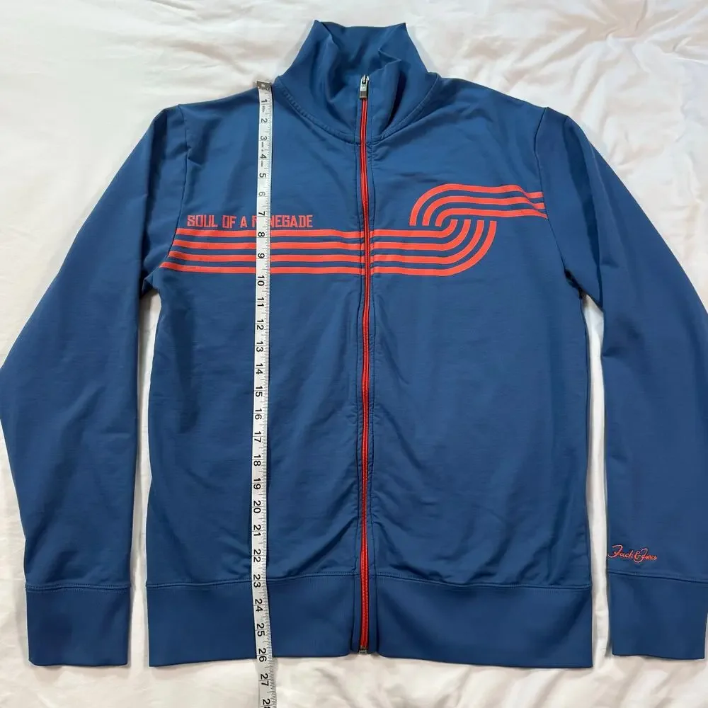 Jack & Jones blue track Jacket Full Zip Soul of a Renegade Mens Jacket Sz Large